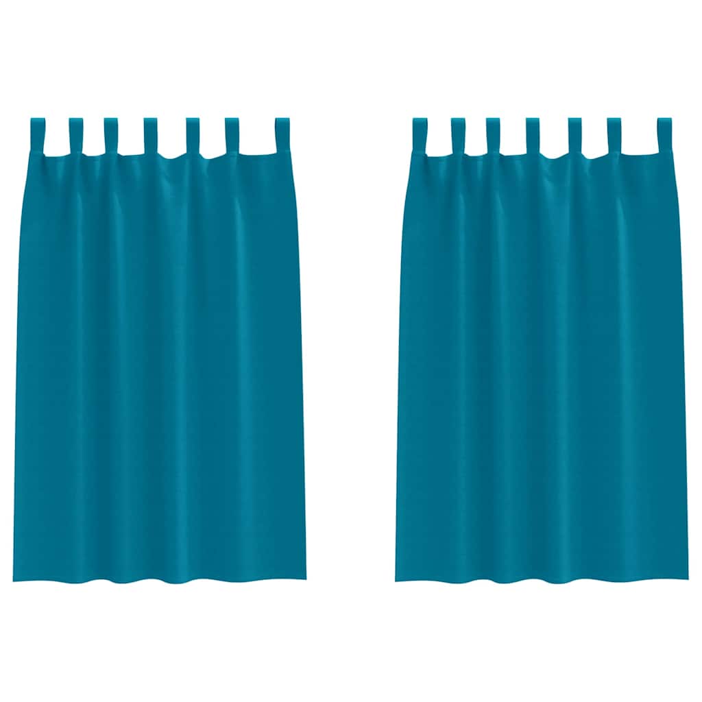 Blackout Curtains with Rings Turquoise Polyester
